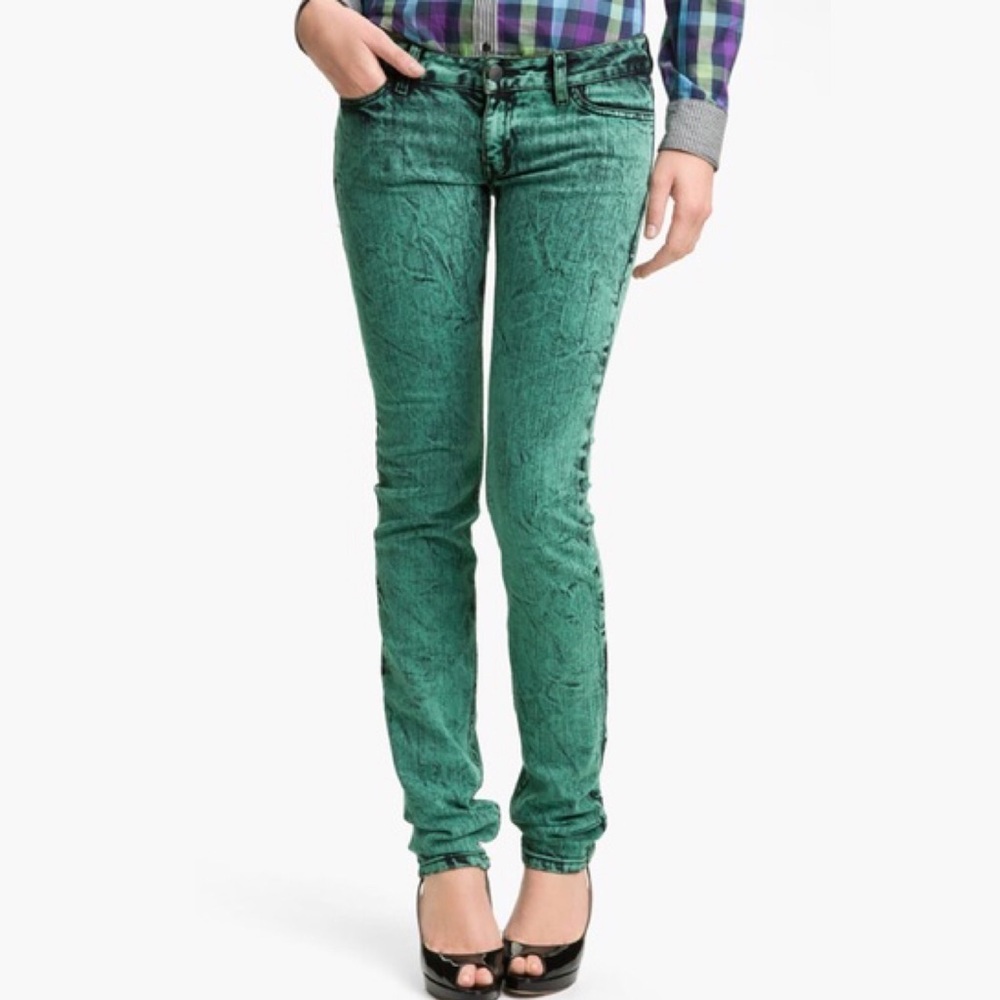 Kelly Wearstler Designer Green Skinny Jeans 26